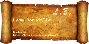 Lamm Borbála névjegykártya